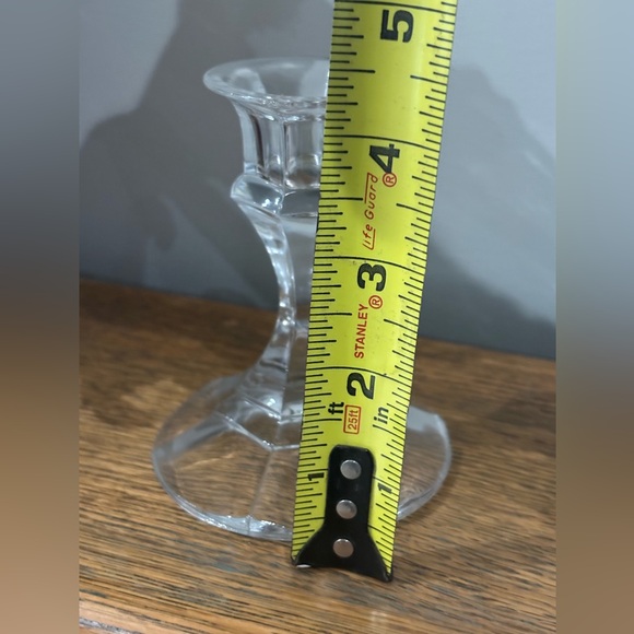 Pair of Vintage Elegant Clear Glass Candle Holders 4.25” - Picture 2 of 6